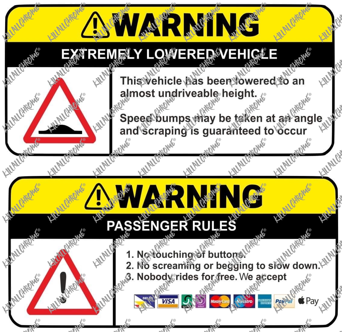 Warning Stickers – Funny – KillAllChrome®