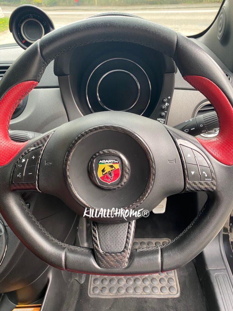 Series 3 Fiat 500 / Abarth Steering Wheel Trims Carbon Fibre