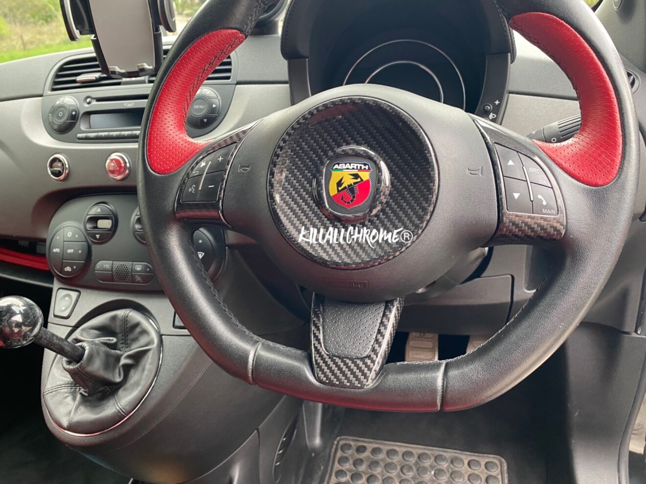 Series 3 Fiat 500 / Abarth Steering Wheel Trims Carbon Fibre SALE KillAllChrome®