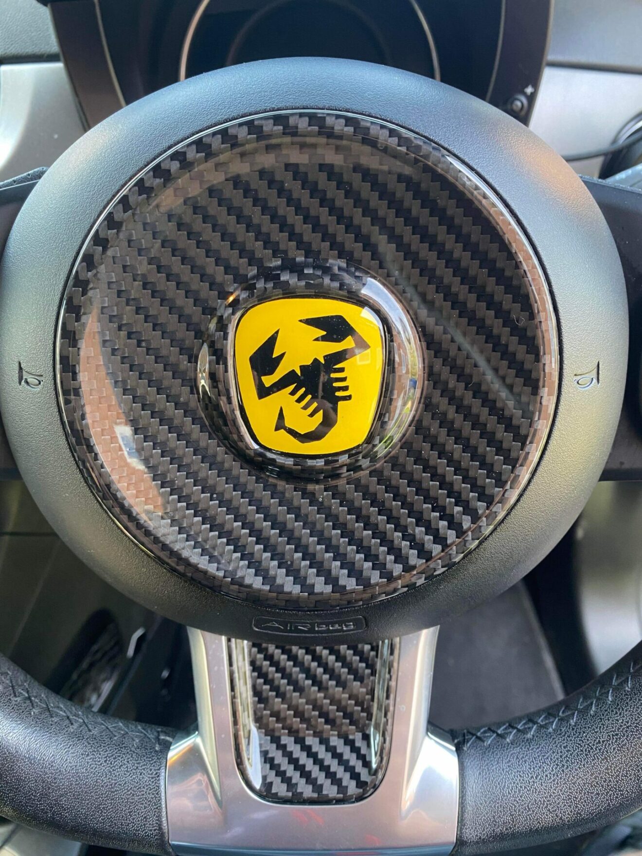 Fiat / Abarth 500 595 695 Steering Wheel Centre Cover Carbon Fibre