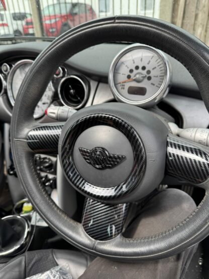 Mini Gen 1 Steering Wheel Airbag Ring Cover - R50 R52 R53 - 3 Spoke - Gloss Black Matt Black Carbon Look - Image 10