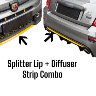 Abarth 595 Front Splitter Lip + Diffuser Strip Combo - Plastic Colours 500 695 Series 4