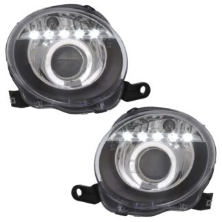 Fiat 500 2008-2015 and Abarth 2015-2016 Upgrade Headlights Black Inner LED DRL Projector Xenon Look 595