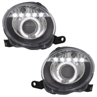 Fiat 500 2008-2015 and Abarth 2015-2016 Upgrade Headlights Black Inner LED DRL Projector Xenon Look 595