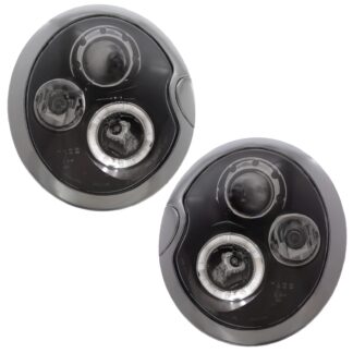 For BMW Mini R50 R53 2001-2004 Upgrade Headlights Black Inner LED Angel Eye Halo Projector Xenon Look RHD