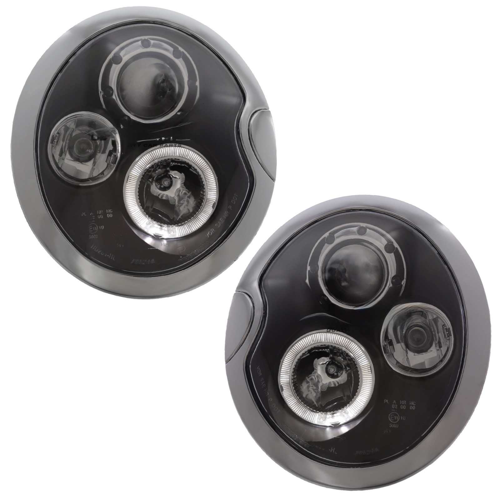 For BMW Mini R50 R53 2001-2004 Upgrade Headlights Black Inner LED Angel Eye Halo Projector Xenon Look RHD - Image 2
