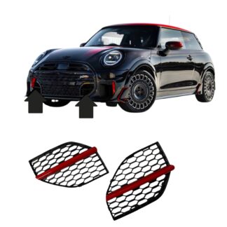 Front Stone Guard Duct Fin Grille Covers for MINI F66 F67 JCW 2025 Gloss RED Gen 4